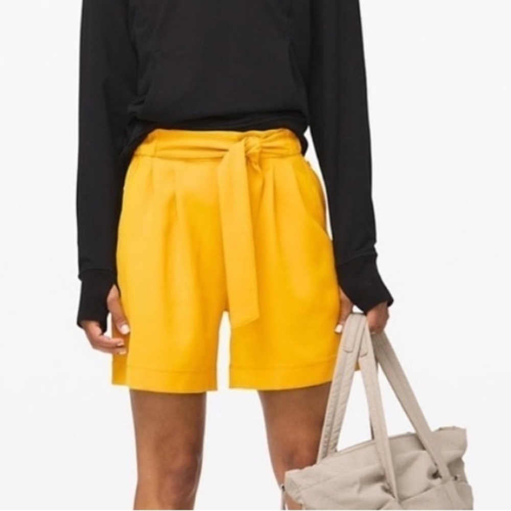 lululemon athletica Yellow High-Waist Tie Shorts